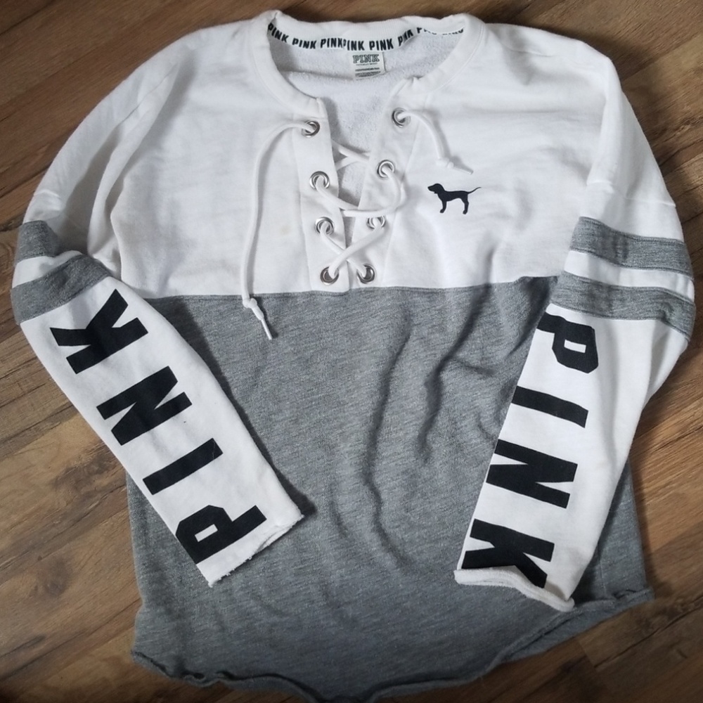 Victoria Secret PINK lace up crew neck